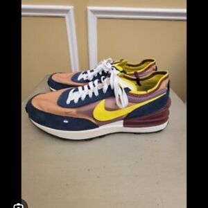Nike Men's Multicolor Runner with Yellow Swoosh and Blue Overlays